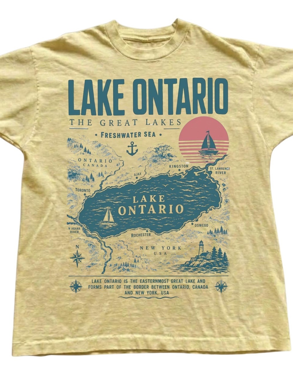 Lake Ontario Graphic Tee - Gift For Him, For Her